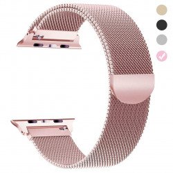 Premium Color Stainless Steel Magnetic Milanese Loop Strap Wristband for Apple Watch Series Ultra/8/7/6/5/4/3/2/1/SE - 49MM/45MM/44MM/42MM (Rose Gold)